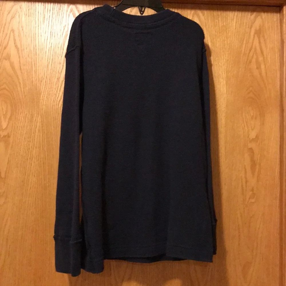 Children’s Place Boy’s football 7 - 8 LS thermal waffle weave navy silver tee
